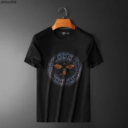 Summer New High Quality Mens T-shirt Short Sleeved Fashion Brand Printed Hot Diamond Slim Fit Round Neck Half Sleeve t Gjo4