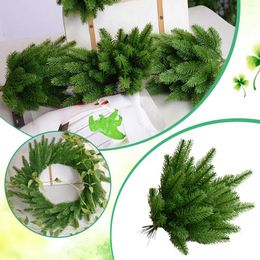 Decorative Flowers 25pcs Artificial Greenery Needle Garland Picks Christmas Holiday Home Decor 25 Pack Green Party Dresses For Girls