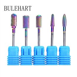 Dryers 5 Pcs Rainbow Tungsten Steel Milling Cutter for Manicure Removing Gel Varnish Burr Nail Drill Bits Set