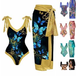 Swim Wear European And American One-Piece Swimsuit Womens Two-Piece Skirt Mti-Color Print Sexy Bikini Drop Delivery Sports Outdoors Dh9Zl