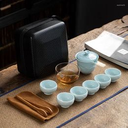 Teaware Sets White Chinese Designer Travel Tea Set Portable Outdoor Office Plate Ceramic Flower Teaset Business Gift Cool