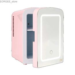 Freezer 2024 new mini refrigerator and personal beauty refrigerator mirror door with lights 4-liter pink Y240407