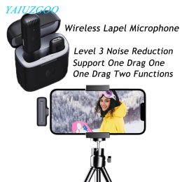 Microphones Wireless Lapel Microphone Portable Audio Video Recording Noise Reduction Microphone Lavalier For iPhone Type C With Charging Box