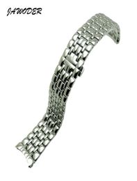 JAWODER Watch band 14 18 20mm Pure Solid Curved End Stainless Steel All Polishing Watch Strap Deployment buckle Bracelets for LON5530589