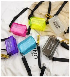 Transparent Jelly Shoulder Bags Fashion Mini Girl Letter Crossbody Bag PVC Girls Totes Messager Bags Travel Beach Phone Pouch Purs9059684