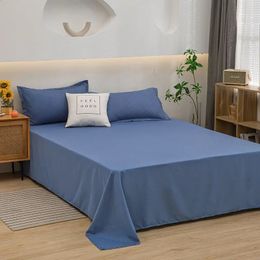 Luxury Bed Sheets Soft Comfortable Cotton Flat Sheet Solid Color Bedsheet Single Queen King Size Bed Linens High Quality 240418