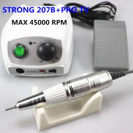 Drills 45000Rpm Electric Nail Drill Strong 207B 65W Manicure Machine Pedicure Kit Strong Nails Tools Handpiece Nail File Equipment