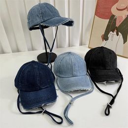 Ball Caps 2024 Retro Lace-up Denim Baseball For Women Spring And Summer Travel Versatile Sunscreen Polished Men's Hats Gorra