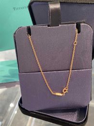 Designer's Brand Knot New Necklace 925 Pure Silver Plated 18K Gold Hand Set Diamond Rose Lock Bone Chain High Version L84S