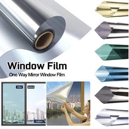Window Stickers One Way Mirror Film Privacy Sun Blocking Glass Sticker Heat Control Reflective Self Adhesive Tint Home