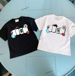 designer kids boys girls white black T-shirts oversize loose use t shirt t-shirt tee tops classic silicon letter streetwear children cotton Clothing high street Tees