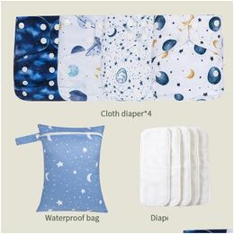 Fraldas de pano happyflute exclusivo 4 pcs lavable reutilizável ecológico para bebê 1 bolsa à prova d'água 240403 entrega de gotas