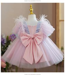 Ruffles Baby Dresses for Girls Kids Sequins Elegant Princess Dress Wedding Party 15 Yrs Toddler Birthday Ball Gowns 240407