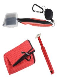 Golf Tool Set Retractable Club Brush and 6 Heads Groove Sharpener Waffle Pattern Trifold Towel 2204098755871