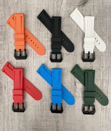 22mm 24mm Red Blue Black Orange white Watch Band Silicone Rubber Watch band for PAM strap with Buckle2099369