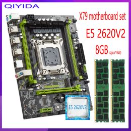 Motherboards Qiyida X79 Motherboard LGA2011 E5 2620 V2 CPU 2pcs x 4GB =8GB DDR3 RAM 1333Mhz REG ECC SATA3.0