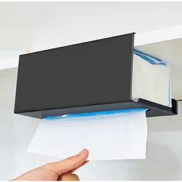 Kitchen Storage Paper Towel Rack Under Cabinet Punch-Free Wall Mount Holder Dispenser Box Hanging Roll