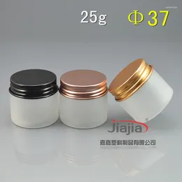 Storage Bottles 25 Grams Clear Frosted PET Cosmetic Jar With Black/Gold/Brown Aluminum Lid 25ml Sample Container 25G Cream Jars/Eye Jar.