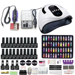 Kits Super Nail Set With 120W Nail Dryer Choose 20/10 Colour Gel Nail Polish Kit 35000RPM Electric Nail Drill Machine Manicure Set