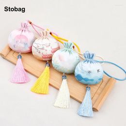 Gift Wrap StoBag 5pcs Chinese Sachet Hanging Bags Lotus Drawstring Jewellery Package Storage Pocket Reusable Pouch Portable Decoration