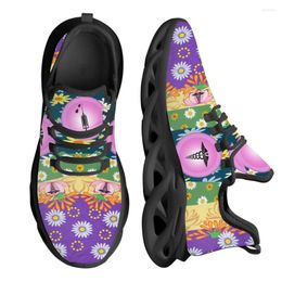 Casual Shoes INSTANTARTS Purple Small Daisy Design Platform Lightweight And Comfortable Lace-up Outdoor Running