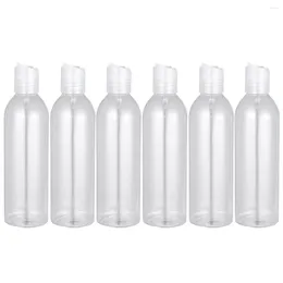 Storage Bottles 6pcs 250ml Press Type Lid Travel Portable Container Empty Bottle For Shampoo Lotion (Transparent And