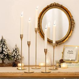 Candle Holders 3 Pcs/ Set European Metal Holder Simple Golden Wedding Decoration Bar Party Living Room Decor Home 2024