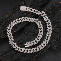 Chains Hiphop 12mm 3A Zircon Cuban Link Necklace Spring Buckle Miami Iced Out Cubic Zirconia Chain Necklaces Party Birthday Gift