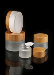 Frosted Glass Cosmetic Jars HandFaceBody Cream Bottles Travel Size 20g 30g 50g 100g with Natural Bamboo Cap PP Inner Cover SN4475657475