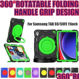 Tablet Pc Cases Bags For Galaxy Tab S9 S9Fe 11 Inch Case 360 Rotating Stand Handle Grip Mtiple Protect Er Kids Safe Shockproof With Sn Ot1Jf