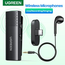 Microphones UGREEN Wireless Microphone Lavalier Omni Condenser Mic Noise Reduction Bluetooth 5.3 Mic for Camera Video Recording Live Stream