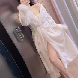 Fat Mm Sleeved 2023 New Winter Thickened Oversized Sexy Pamas Long Coral Veet Morning Robe Bathrobe for Women