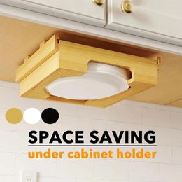 Kitchen Storage 10-Inch Bamboo Under Cabinet Plates Holder Hanging Organiser Rack Paper Plate Disposable Tray Dispenser