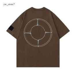 Women's Designer Compass Tshirts Badge Pattern Tee Men's Summer Short-sleeved Solid Colour Tops High Street stone T Shirt Mens 3479