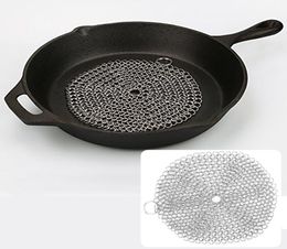 Cast Iron Cleaner 304 Stainless Steel Chainmail Scrubber for Cast Iron Pan PreSeasoned pans Dutch Ovens Waffle Iron Scraper5611397