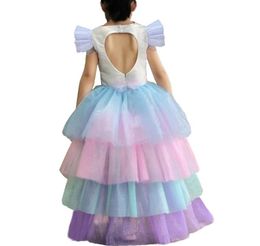 Retail girls unicorn rainbow princess dress kids designer dress detachable cloak cake pleated skirt Halloween costume cosplay clot5957050