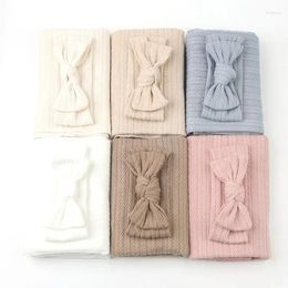 Blankets Baby Swaddling Blanket Set Born Polyester Cotton Solid Colour Wheat Ear Pattern Wrapped Three Piece