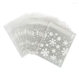 Gift Wrap Promotion! 100 Pcs Sachets Pouches White Snowflake Packaging Bag For Cookies Biscuits Christmas Candies