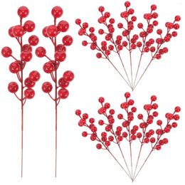 Decorative Flowers 12 Pcs Fake Plant Berries Simulation Flower Berry Branch Decor Christmas Tree Ornaments Picks Artificial Stems