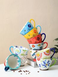 Ceramic Cup Boutique Nordic Handpainted Creative Trend Largecapacity Microwaveable Oatmeal Handmade Painting 240407