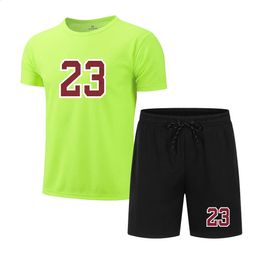 Basketball Summer Fashion Leisure brand Mens Tracksuit Sportswear Track Suits Male Sweatsuit Short Sleeves T shirt 2 Piece Set 240407