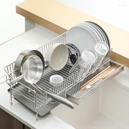 Kitchen Storage 304 Stainless Steel Dish Drying Rack Household Countertop Dishes Organizers Chopstick Holder Sink Drain Basket
