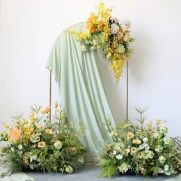 Decorative Flowers Colorful Wedding Backdrop Decor Hydrangea Greenery Arch Hang Flower Row Babysbreath Aisle Floor Floral Arrangment Stage