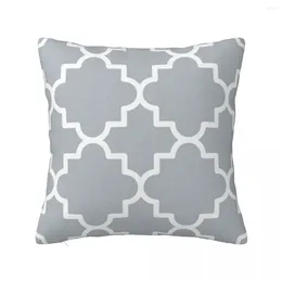 Pillow Quatrefoil-2 White On Silver Grey Throw Decorative Cover For Living Room Luxury Case