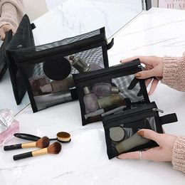 Storage Bags Makeup Travel Bag Women Mesh Transparent Cosmetic Organizer For Cosmetics Black Pencil Cases Neceser Pouch