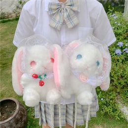 Shoulder Bags 2024 Japanese Lolita For Girls Cosplay Plush Lace Lop Ear Pear Messenger Bag Small Toy Phone Coin