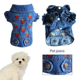 Dog Apparel Pet Vest Turndown Collar Dress-up Skin-friendly Denim T-shirt Outfit For Spring