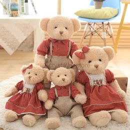 Movies TV Plush toy Nice 45cm 2pcs/Set Couple Teddy Bear Plush Toys Kawaii Stuffed Doll With Plaid Clothe Best Birthday Christmas Gift 240407