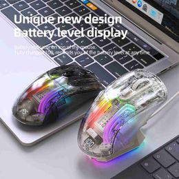 Mice Attack Shark X2 Pro Wireless Bluetooth Mouse 2.4G C-type Desktop Cool Transparent RGB Mouse with Magnetic Charging Stand Suitable for PC Y240407