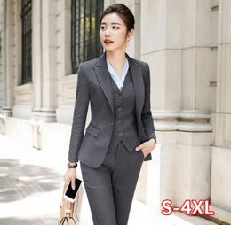 Fashion Women Suit Office Lady Work Uniform Business Formal Pant Suits Black Blazer Pants Set Casual Jacket Trousers Plus Size17407982